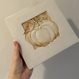 Crate&Barrel White and Tan Pumpkin Bakeware